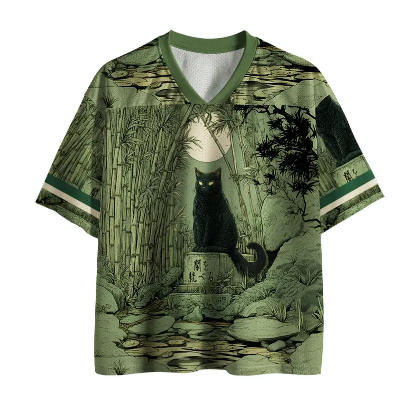Tokyo-Tiger Cat Under The Moon Mesh Jersey