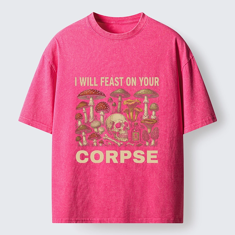 Tokyo‑Tiger Funny Mushroom Skull Washed T‑Shirt