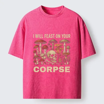 Tokyo‑Tiger Funny Mushroom Skull Washed T‑Shirt