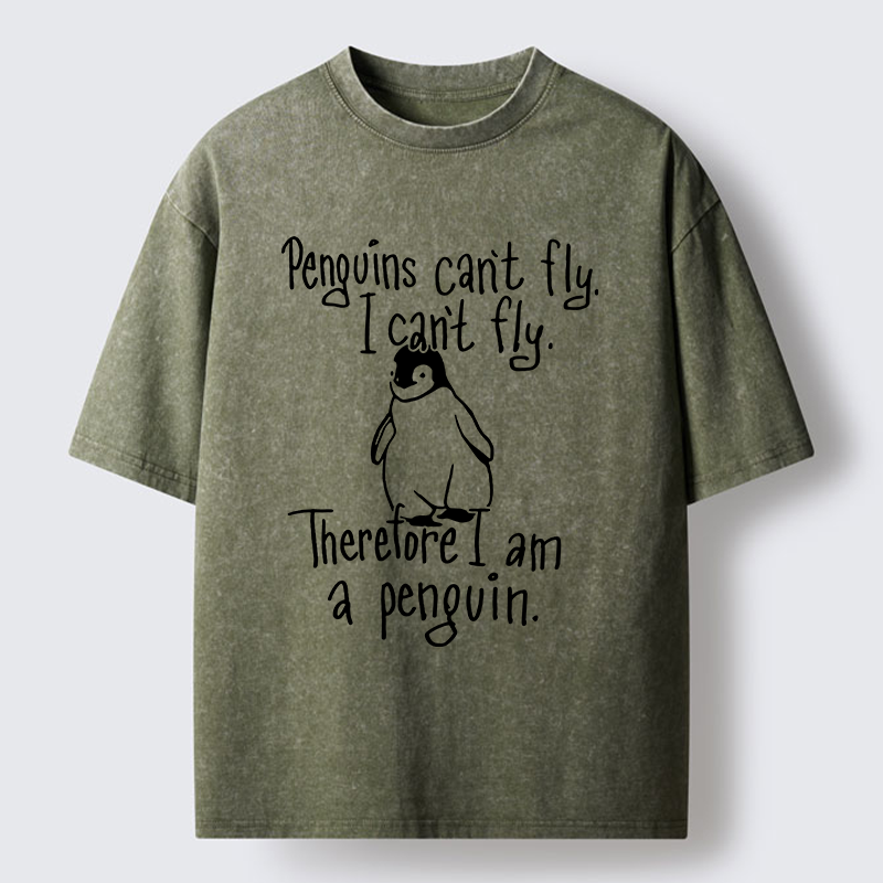 Tokyo-Tiger Silly Penguin Logic Meme Washed T-Shirt