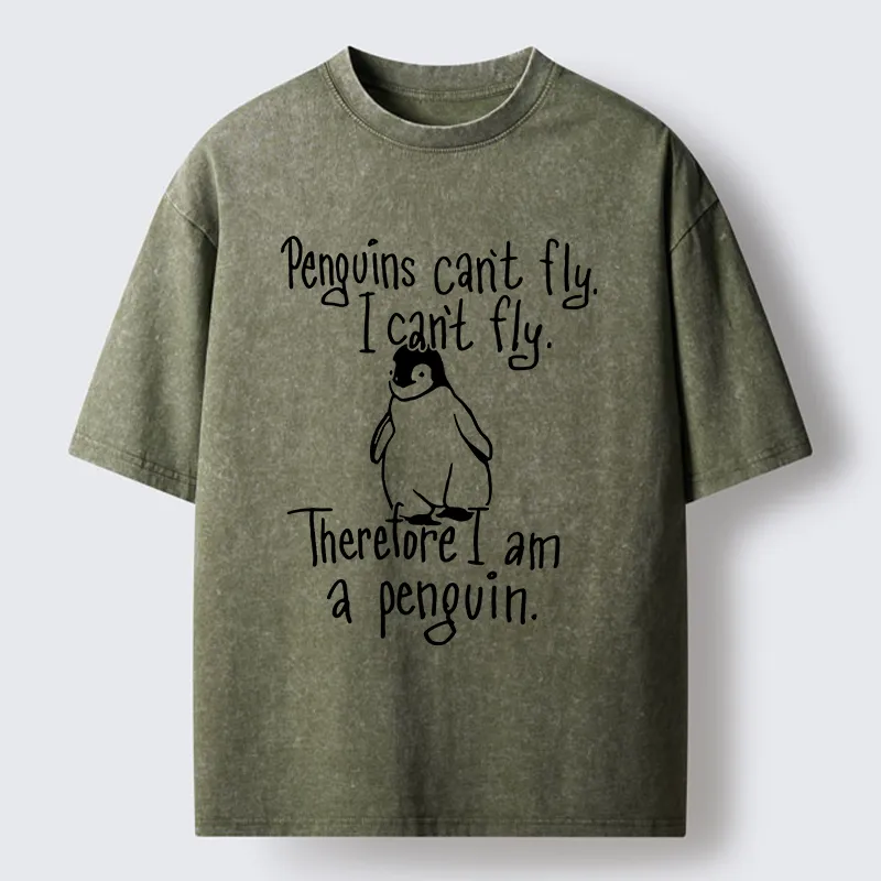 Tokyo-Tiger Silly Penguin Logic Meme Washed T-Shirt