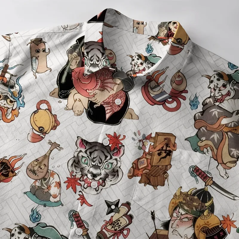 Tokyo-Tiger Classic Japanese Elements Button-up Shirt