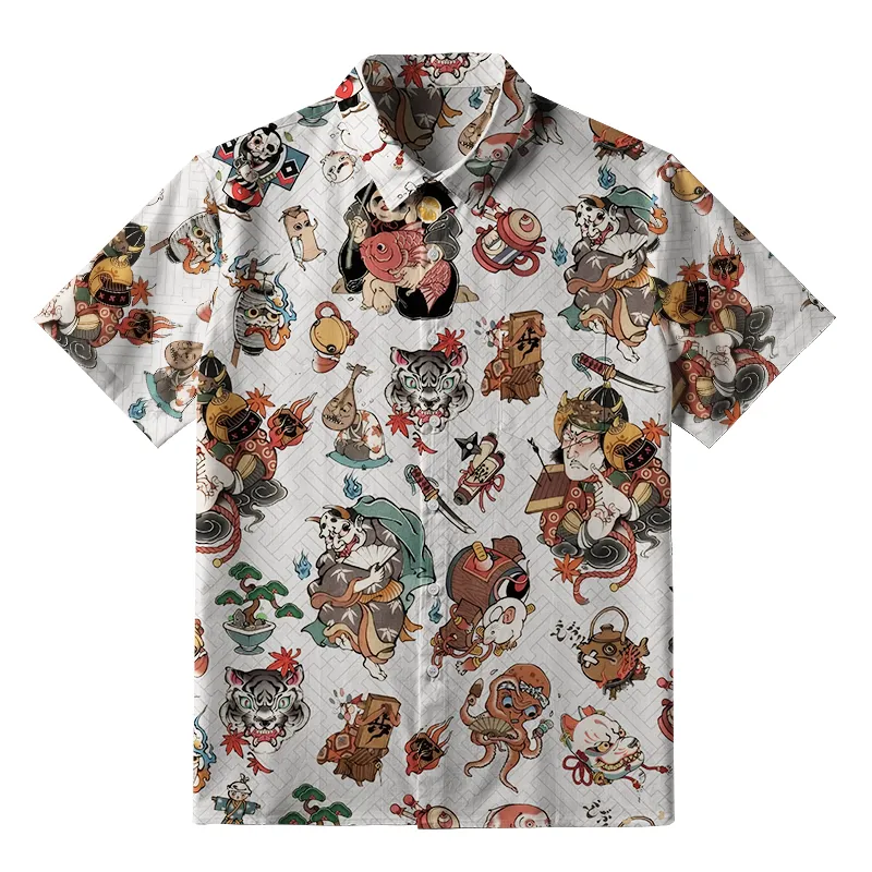 Tokyo-Tiger Classic Japanese Elements Button-up Shirt
