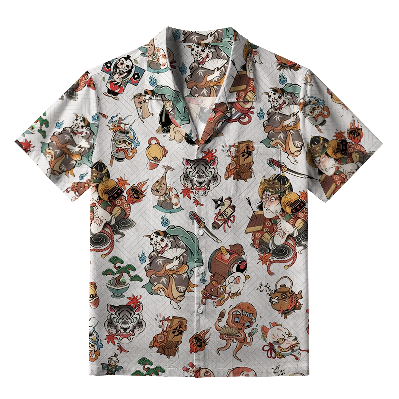 Tokyo-Tiger Classic Japanese Elements Aloha Hawaiian Shirt