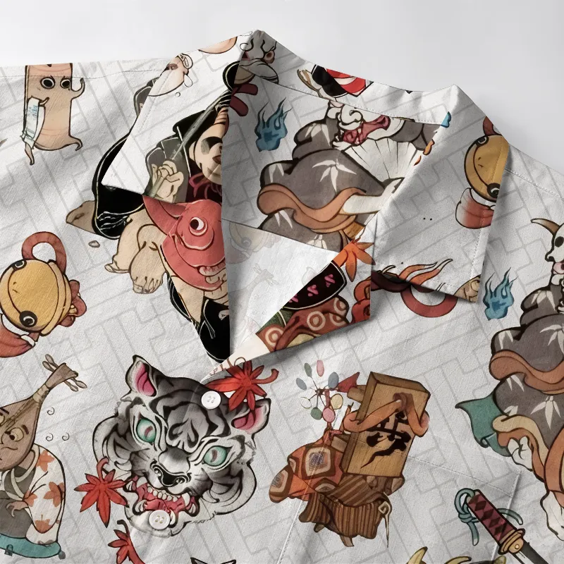 Tokyo-Tiger Classic Japanese Elements Aloha Hawaiian Shirt