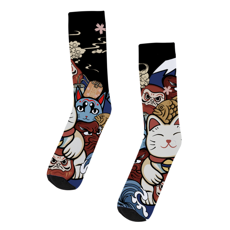 Tokyo-Tiger Traditional Japanese Elements Black Socks