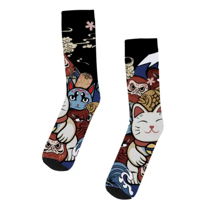Tokyo-Tiger Traditional Japanese Elements Black Socks