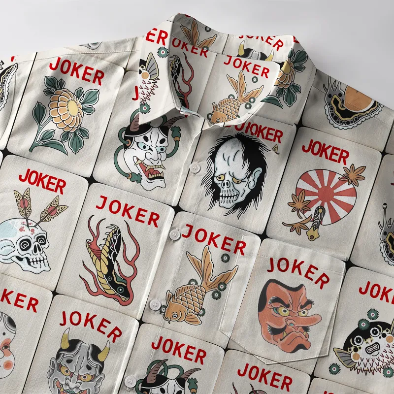 Tokyo-Tiger Japanese Joker Mahjong Tiles Button-up Shirt