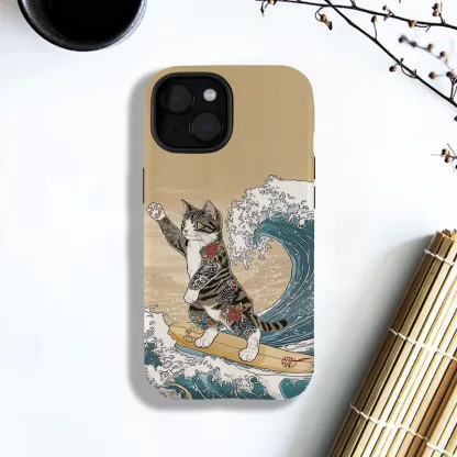 Tokyo-Tiger Cat Surfing Phone Case