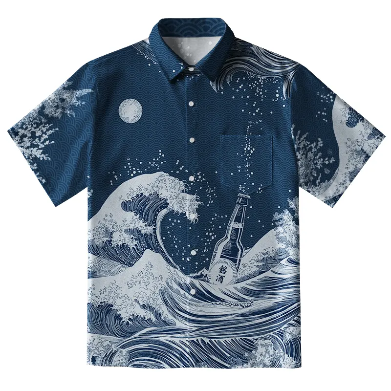 Tokyo-Tiger The Great Wave Off Beer Button-up Shirt