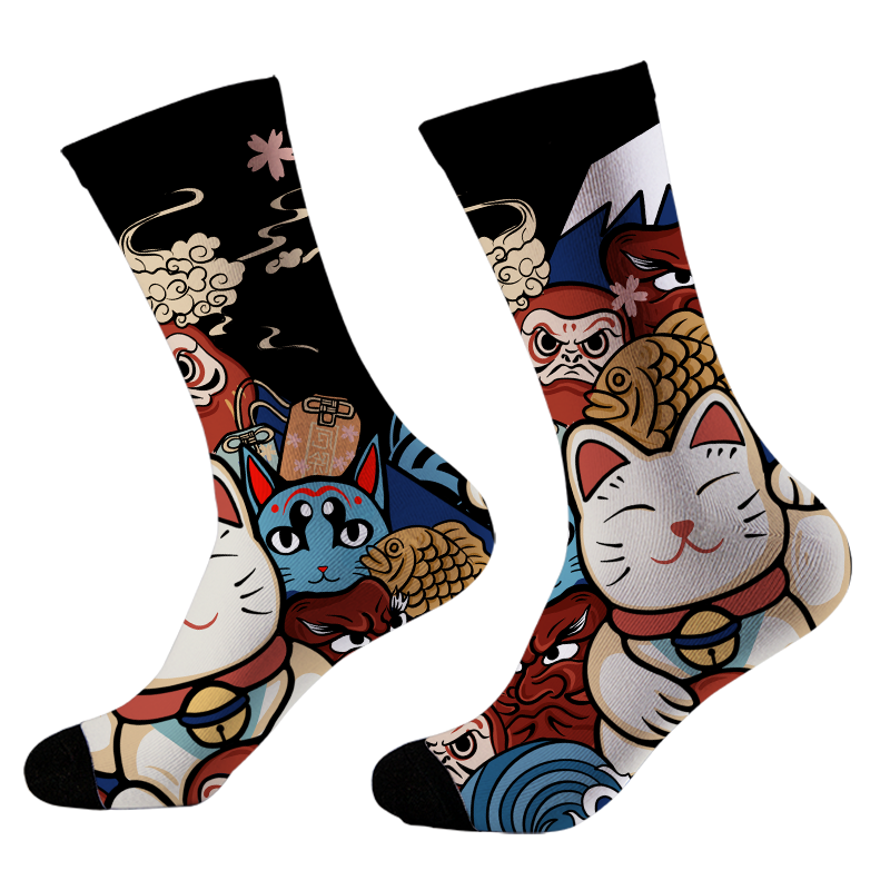Tokyo-Tiger Traditional Japanese Elements Black Socks