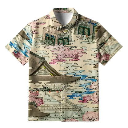 Tokyo-Tiger Japanese Courtyard Button-up Shirt