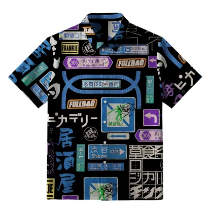 Tokyo-Tiger Urban Japanese Signage Button-up Shirt