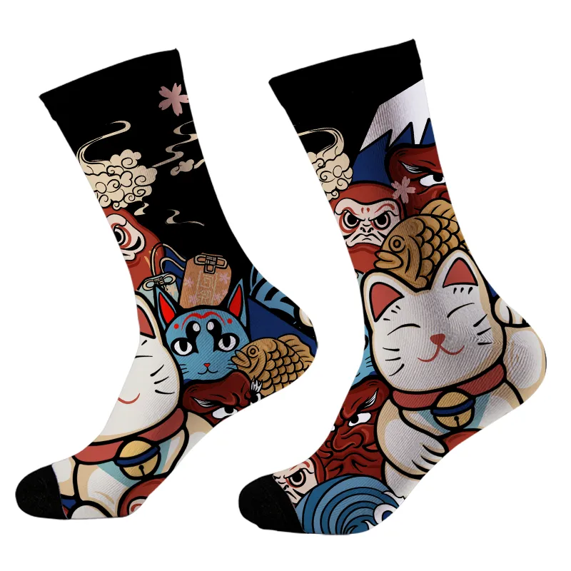 Tokyo-Tiger Traditional Japanese Elements Black Socks Sale
