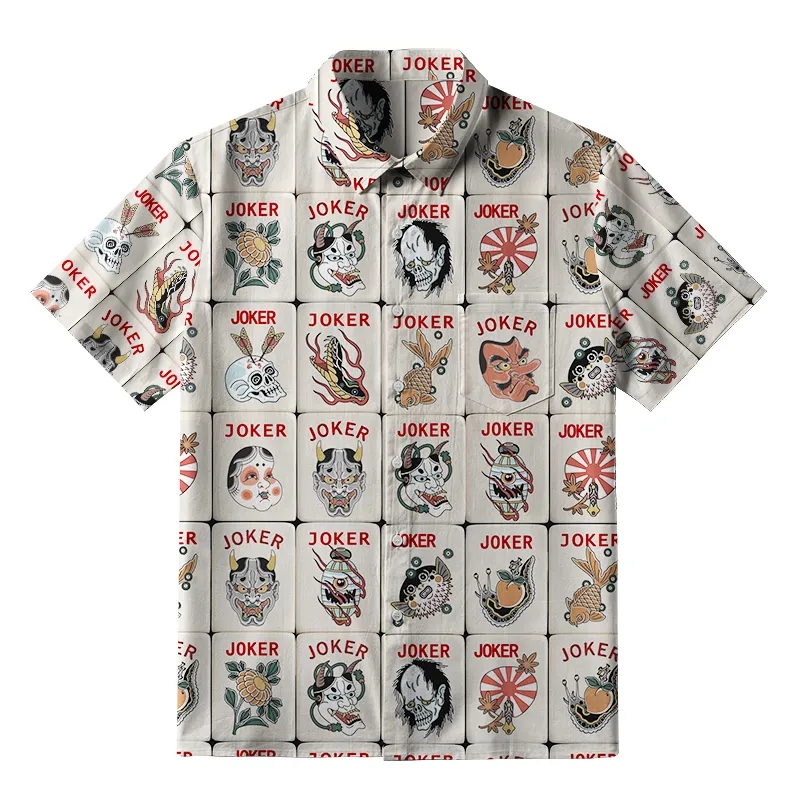 Tokyo-Tiger Japanese Joker Mahjong Tiles Button-up Shirt