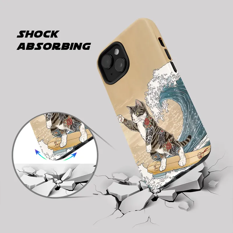 Tokyo-Tiger Cat Surfing Phone Case