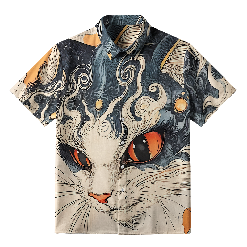 Tokyo-Tiger Mysterious Cat's Gaze Button-up Shirt