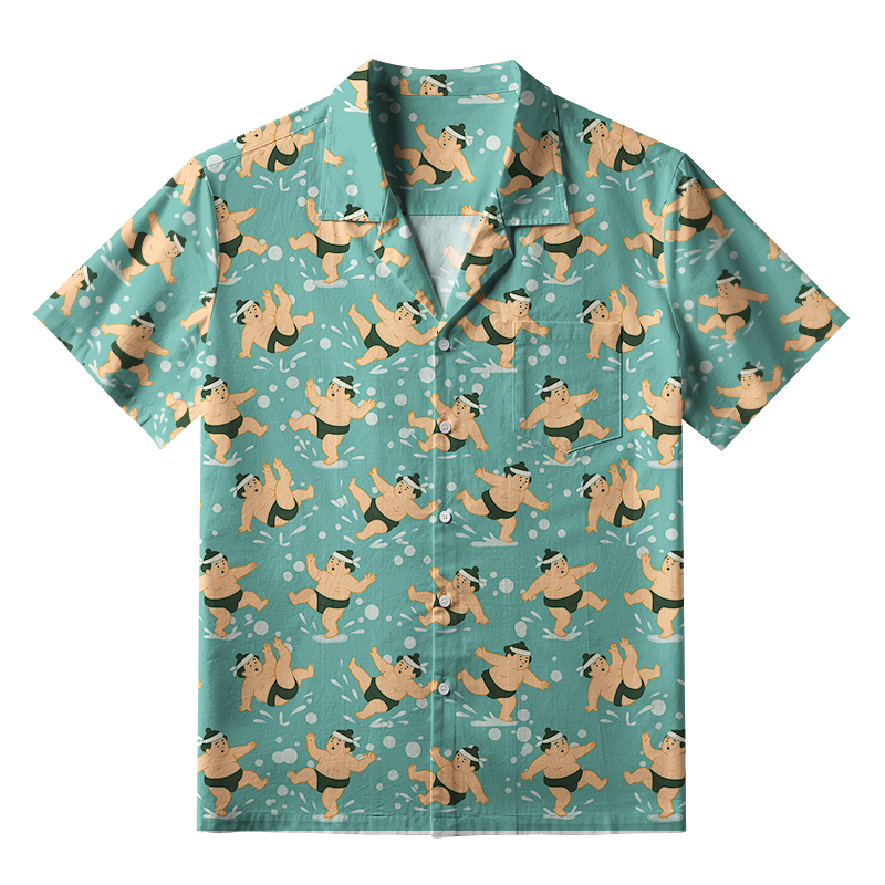 Tokyo-Tiger Funny Slipping Sumo Aloha Hawaiian Shirt