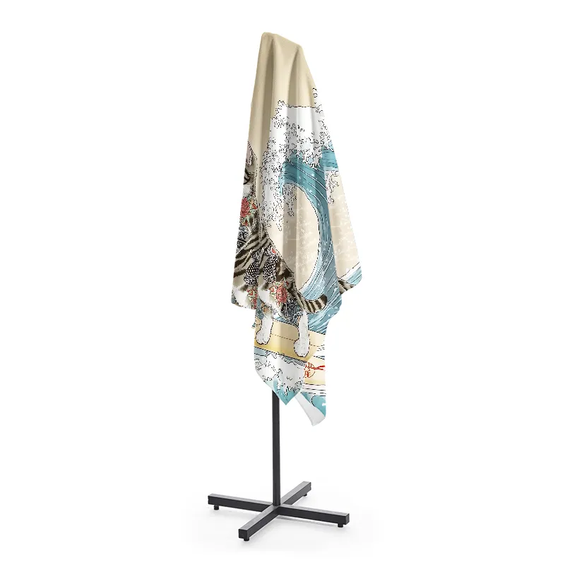 Tokyo-Tiger Cat Surfing Beach Towel
