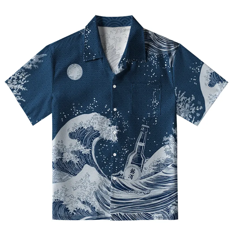 Tokyo-Tiger The Great Wave Off Beer Aloha Hawaiian Shirt