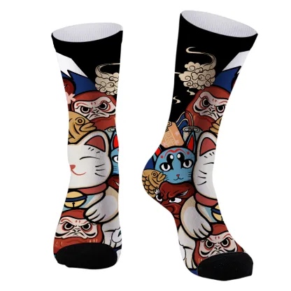 Tokyo-Tiger Traditional Japanese Elements Black Socks