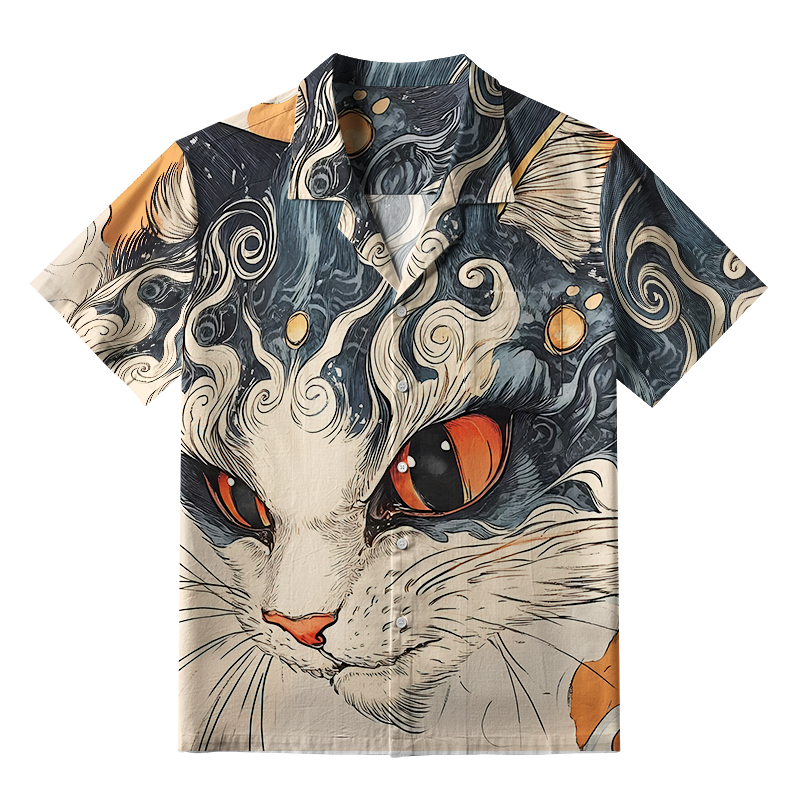 Tokyo-Tiger Mysterious Cat's Gaze Aloha Hawaiian Shirt