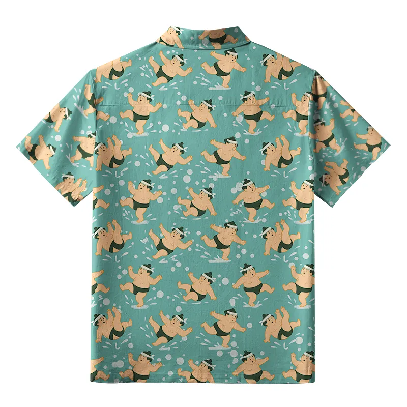 Tokyo-Tiger Funny Slipping Sumo Button-up Shirt