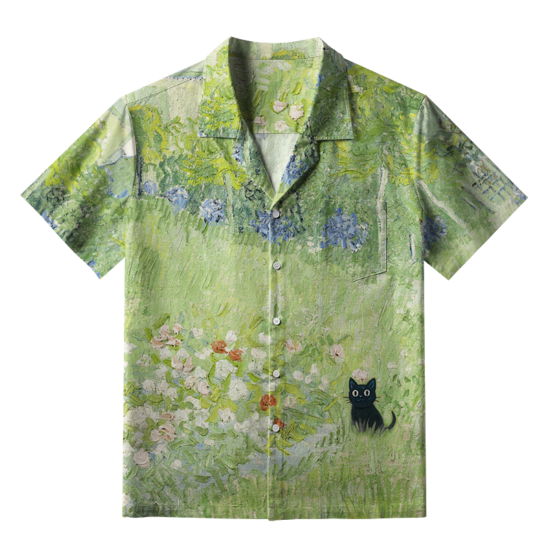 Tokyo-Tiger Black Cat In The Garden Aloha Hawaiian Shirt