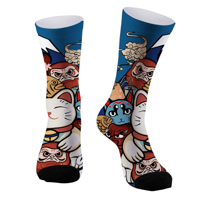Tokyo-Tiger Traditional Japanese Elements Blue Socks