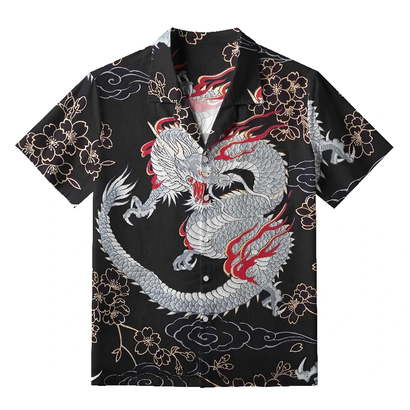 Tokyo-Tiger Sakura And Dragon Hawaiian Shirt