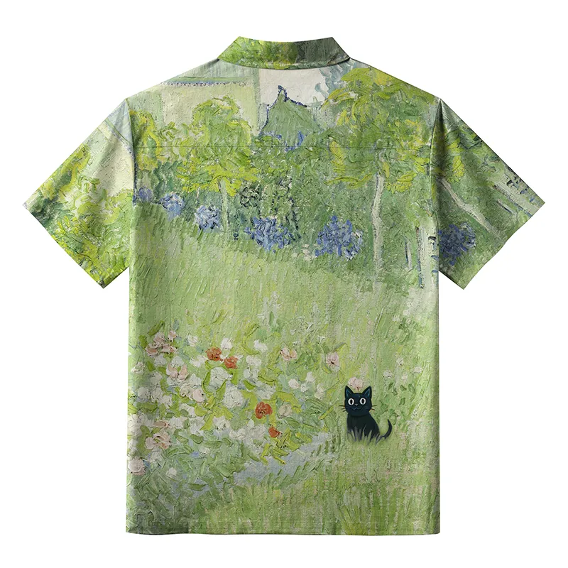 Tokyo-Tiger Black Cat In The Garden Button-up Shirt