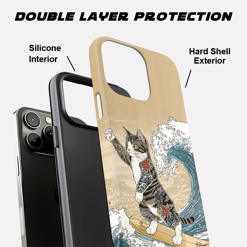 Tokyo-Tiger Cat Surfing Phone Case