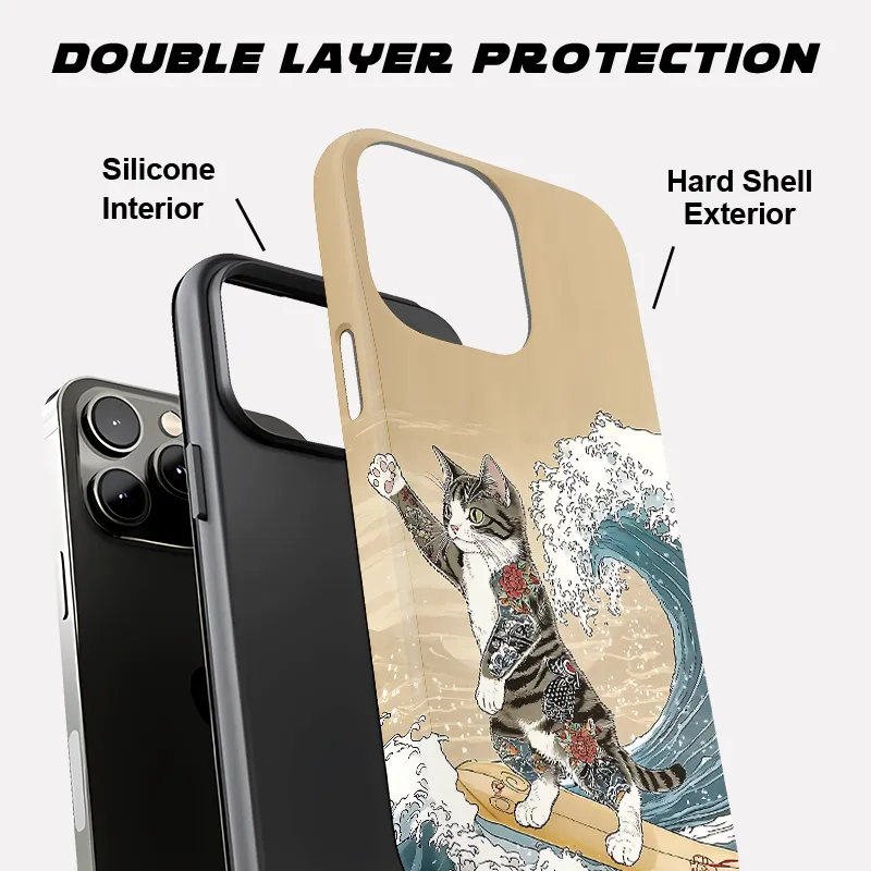 Tokyo-Tiger Cat Surfing Phone Case