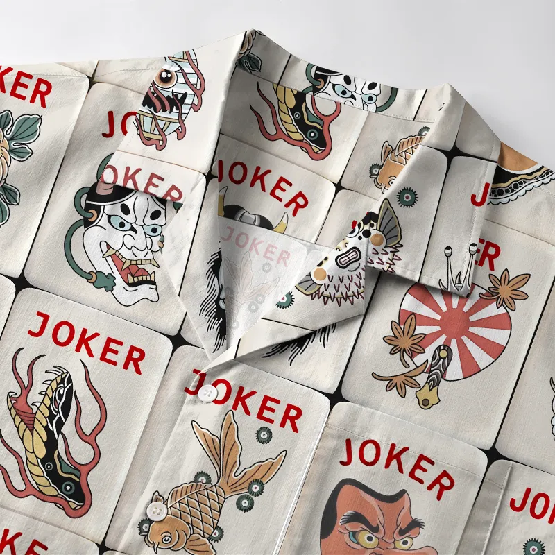 Tokyo-Tiger Japanese Joker Mahjong Tiles Aloha Hawaiian Shirt