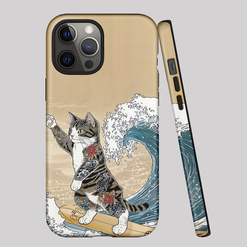 Tokyo-Tiger Cat Surfing Phone Case