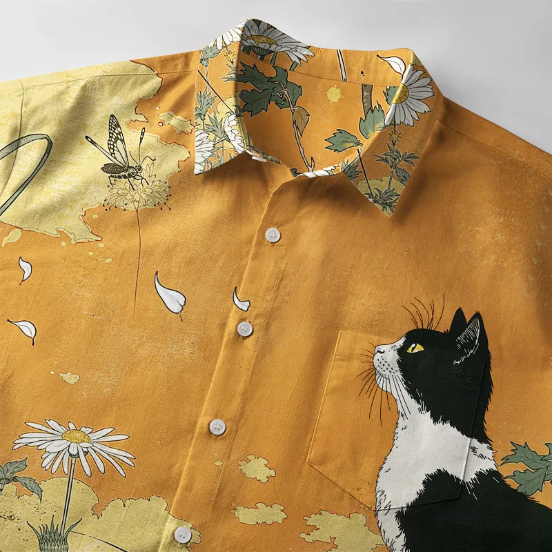 Tokyo-Tiger Cat Surrounded By Daisies Button-up Shirt