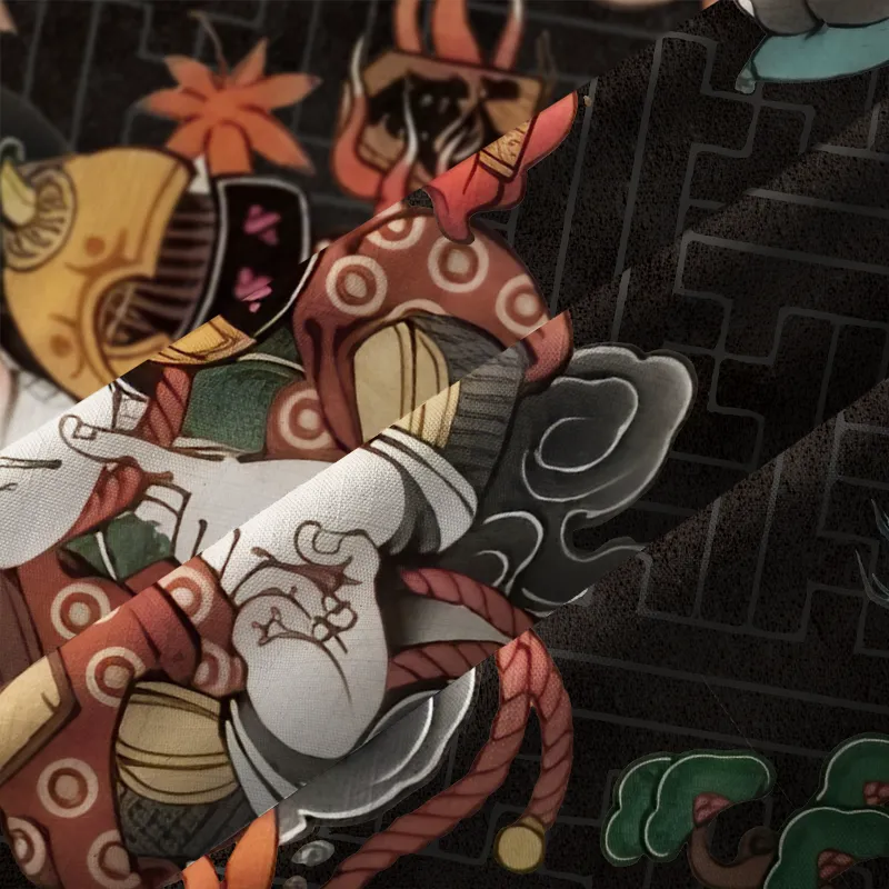 Tokyo-Tiger Classic Japanese Elements Black Button-up Shirt