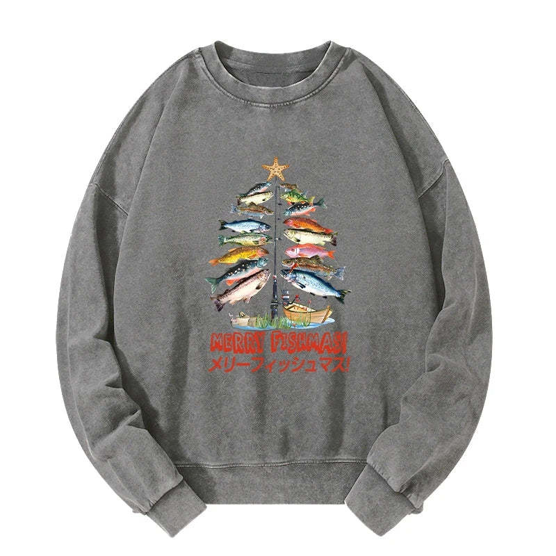 Tokyo-Tiger Christmas Tree Fish Washed Sweatshirt