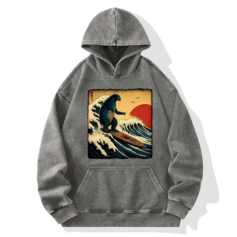 Tokyo-Tiger The Great Wave Washed Hoodie