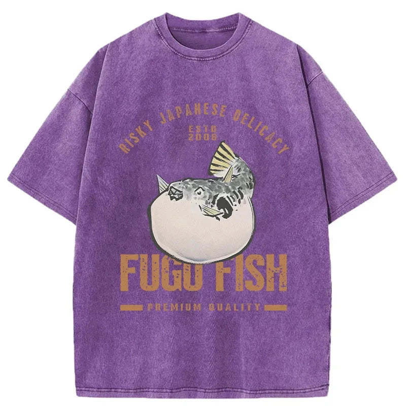 Tokyo-Tiger Fugu Fish Japanese Washed T-Shirt