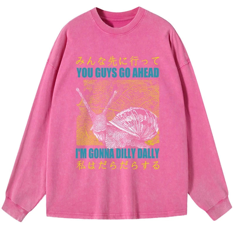 Tokyo-Tiger Slow Snail Japanese Washed Long Sleeve T-Shirt