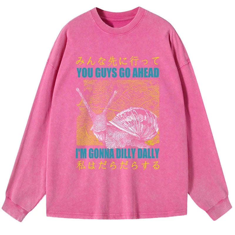 Tokyo-Tiger Slow Snail Japanese Washed Long Sleeve T-Shirt