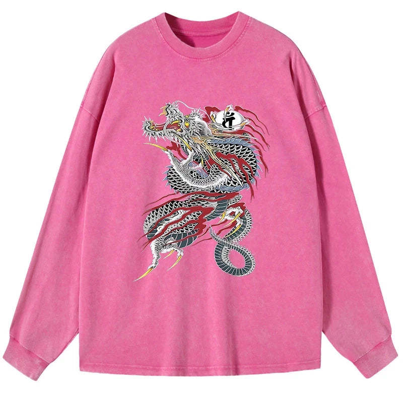 Tokyo-Tiger Dragon of Dojima Washed Long Sleeve T-Shirt