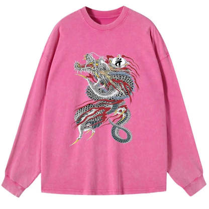 Tokyo-Tiger Dragon of Dojima Washed Long Sleeve T-Shirt