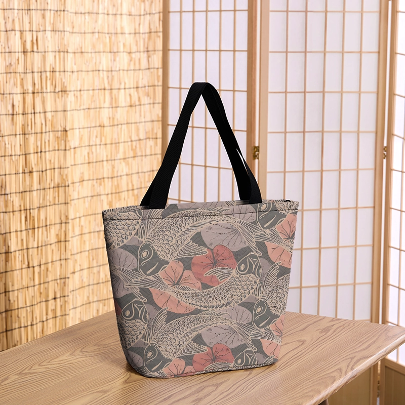 Tokyo-Tiger Swimming Koi Zipper Tote Bag