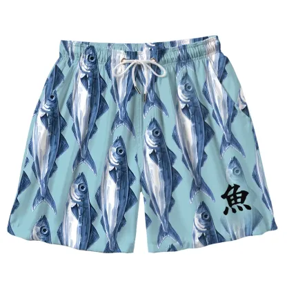 Tokyo-Tiger School Of Fish Aloha Mens Swim Trunks