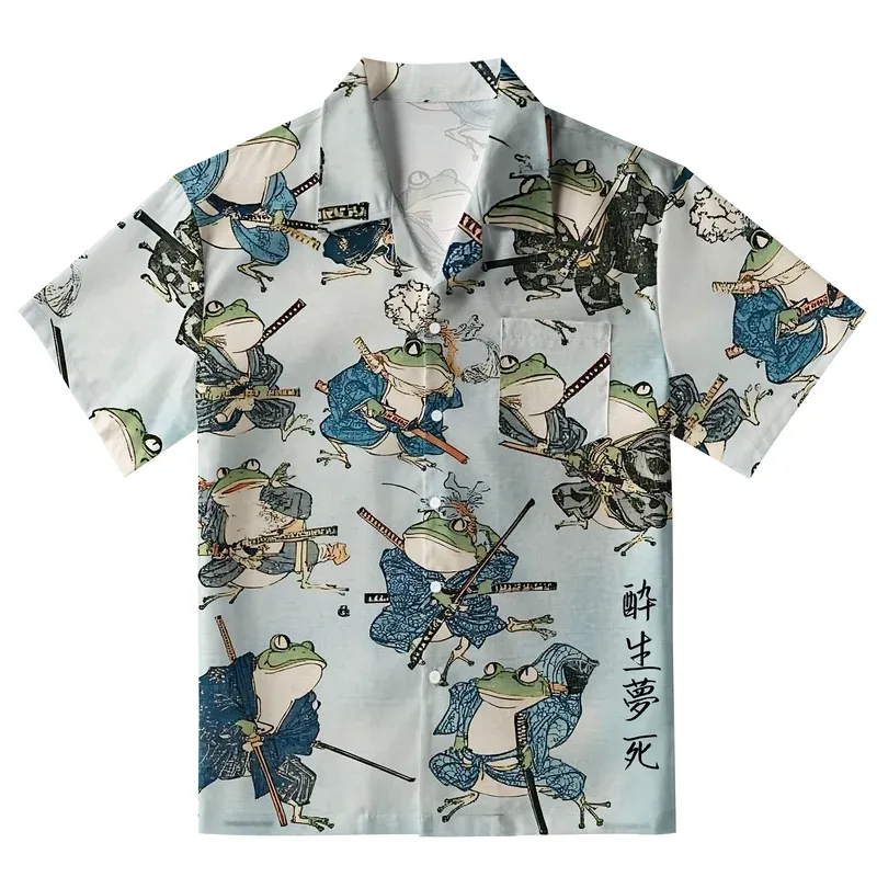 Tokyo-Tiger Frog Samurai Aloha Hawaiian Shirt Sale