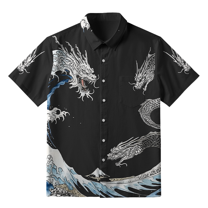 Tokyo-Tiger The Great Wave Off Dragon Button-up Shirt