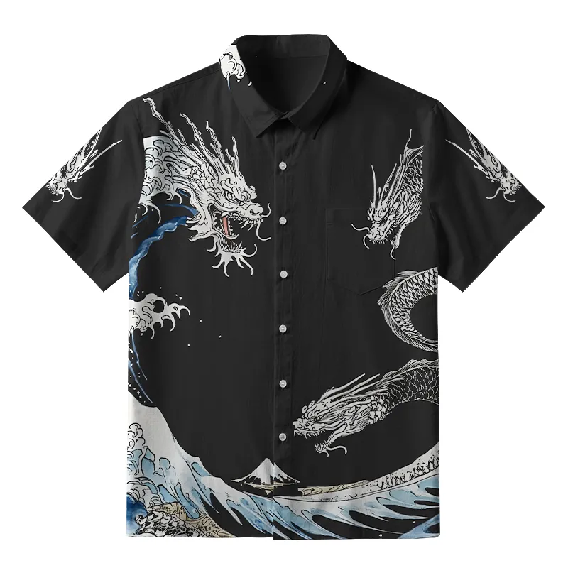 Tokyo-Tiger The Great Wave Off Dragon Button-up Shirt Sale