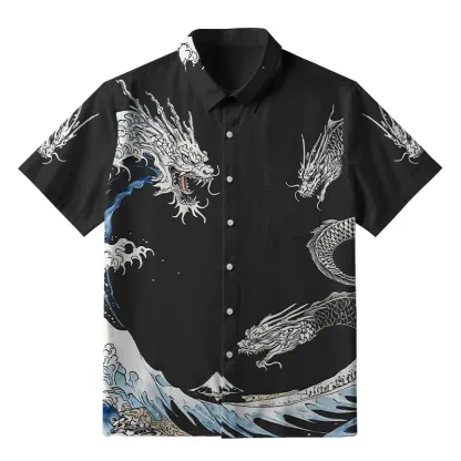 Tokyo-Tiger The Great Wave Off Dragon Button-up Shirt